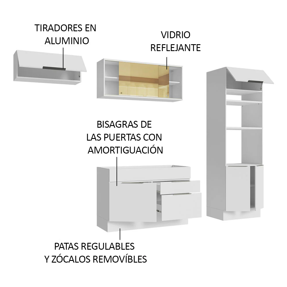 Combo Completo de Cocina 270 cm Blanco Stella Madesa 08 - Image 4