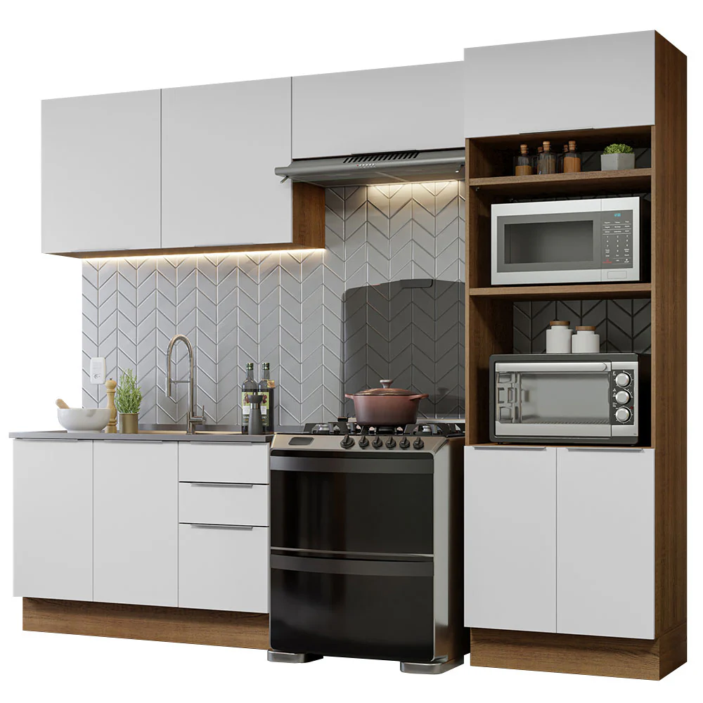 Combo Completo de Cocina 270 cm Marrón/Blanco Stella Madesa 05 - Image 3