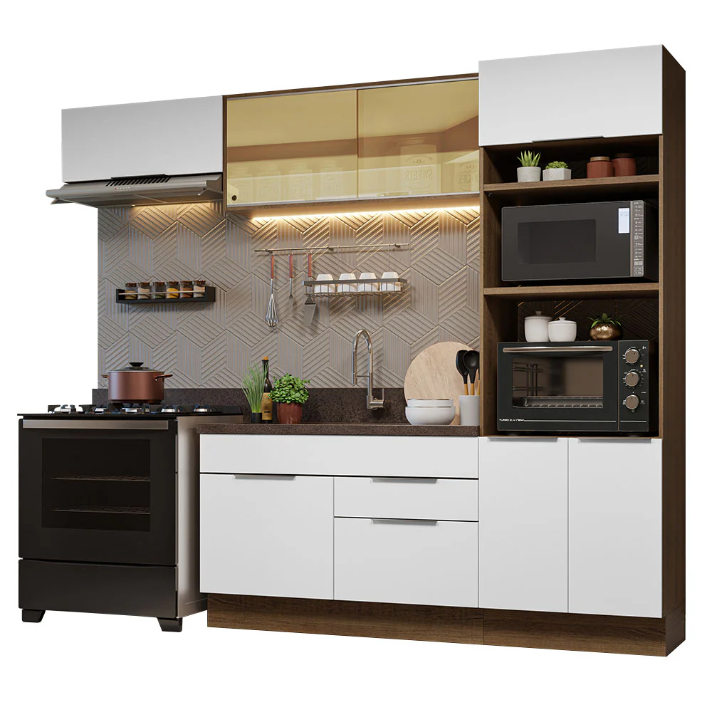Combo Completo de Cocina 270 cm Marrón/Blanco Stella Madesa 08 - Image 3