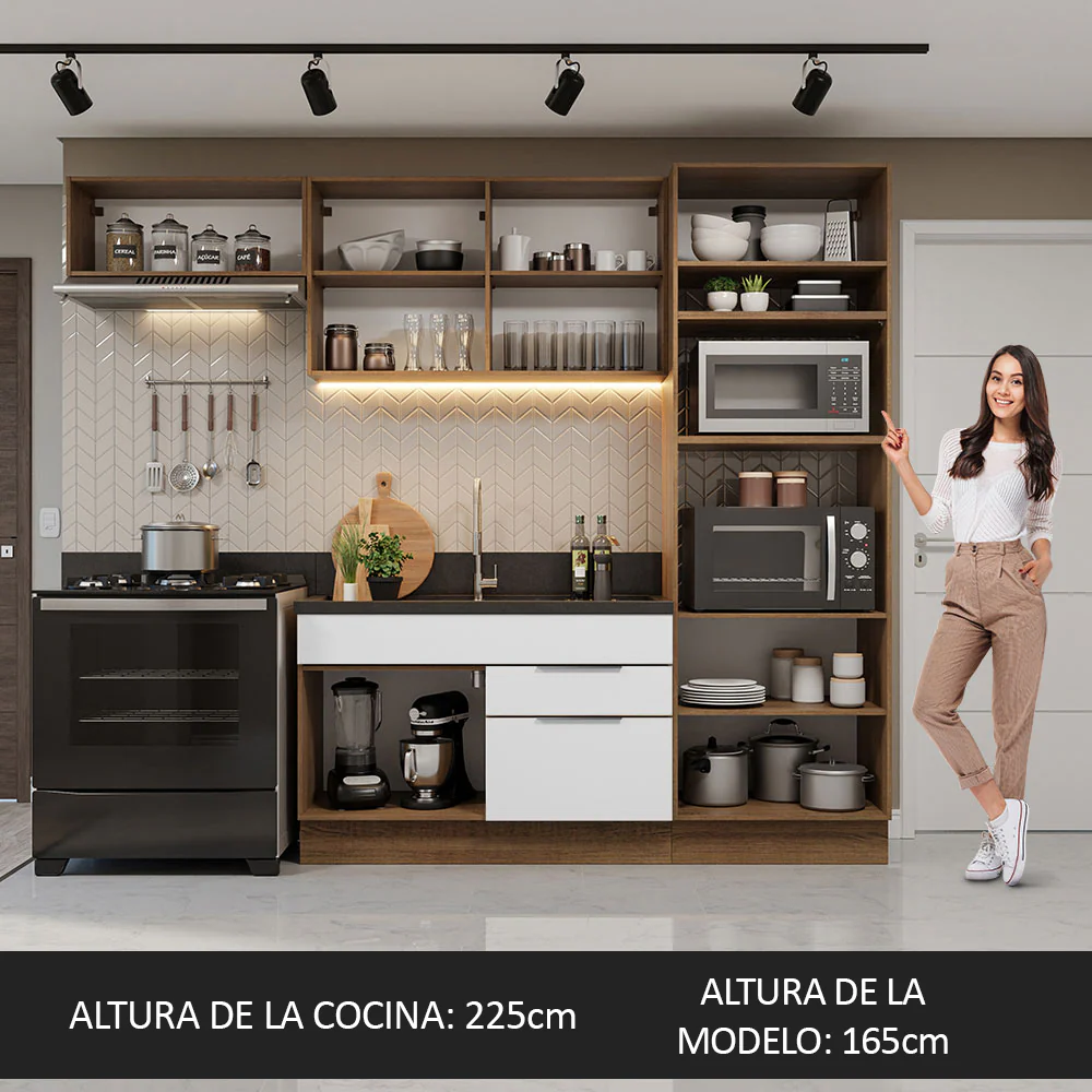 Combo Completo de Cocina 270 cm Marrón/Blanco Stella Madesa 10 - Image 5