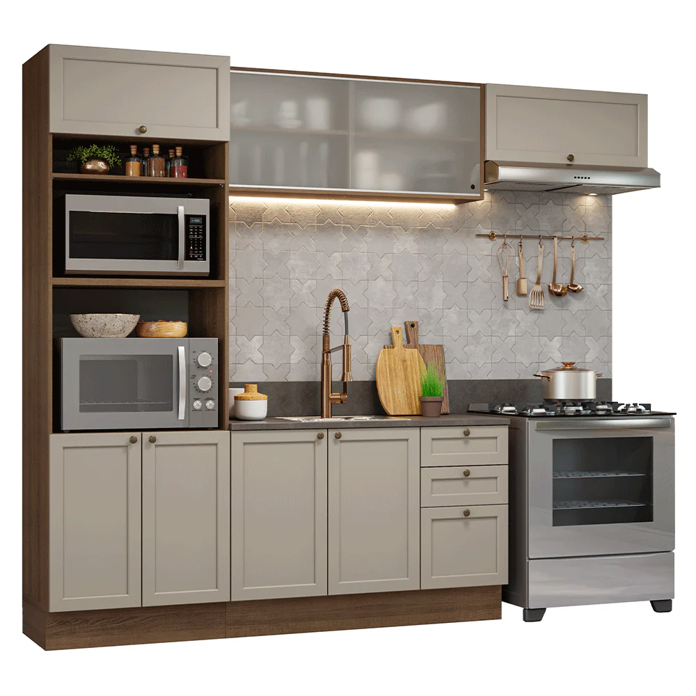 Combo completo de Cocina 270 cm Marrón/Crema Vik Madesa 03 - Image 3