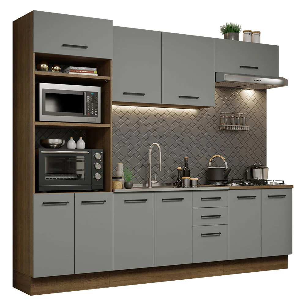 Combo Completo de Cocina 270 cm Marrón/Gris Agata Madesa 01 - Image 3