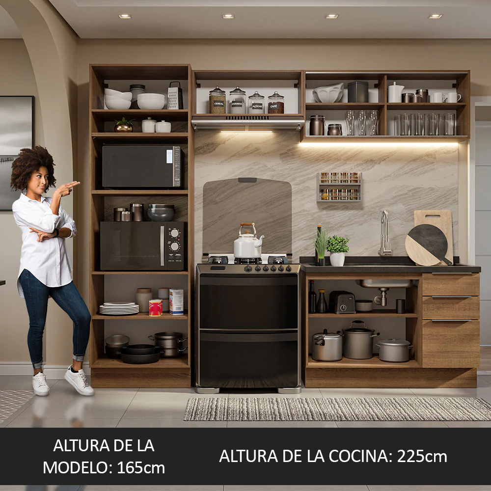 Combo Completo de Cocina 270 cm Marrón Stella Madesa 06 - Image 5