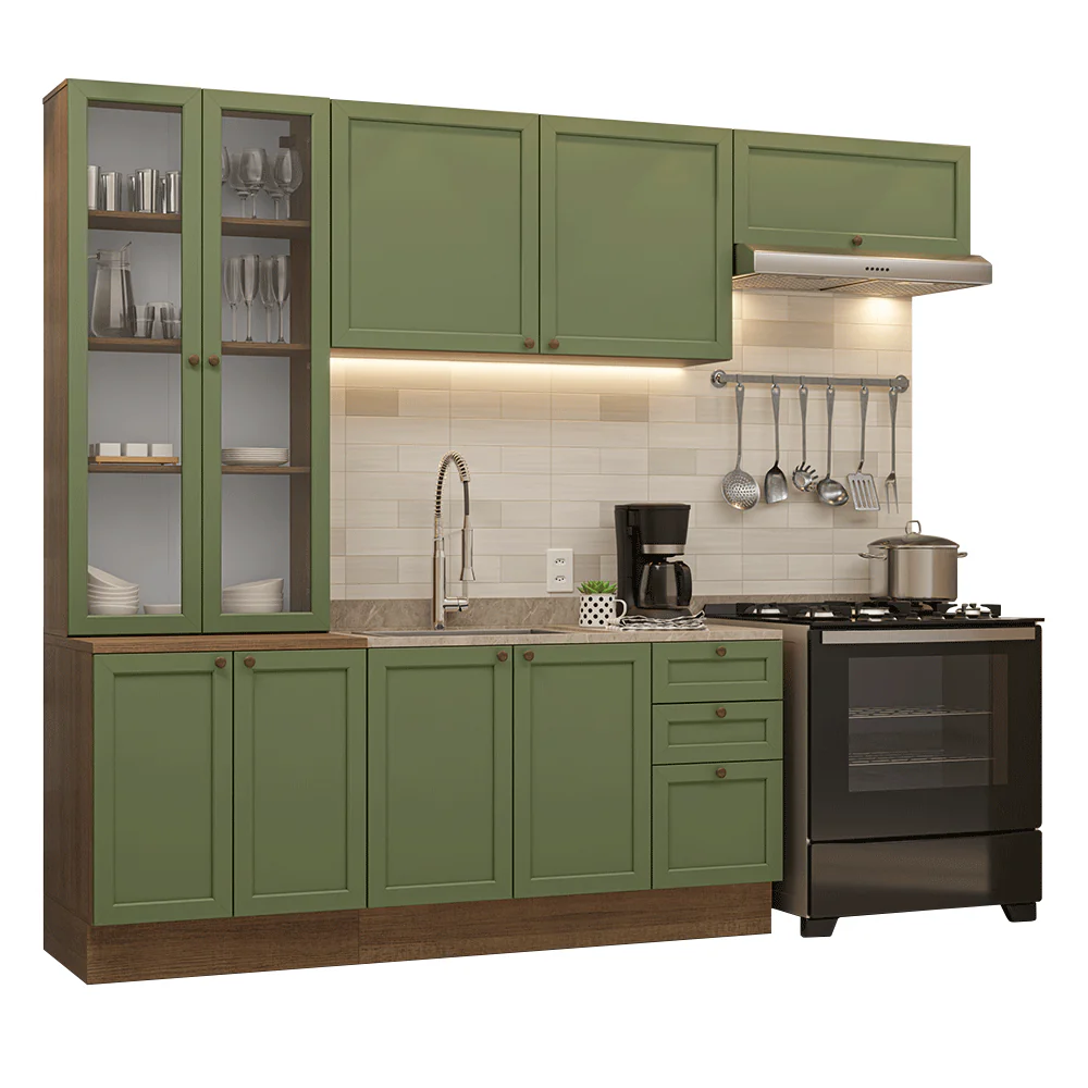 Combo completo de Cocina 270 cm Marrón/Verde Vik Madesa 05 - Image 3