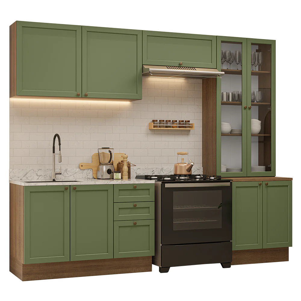 Combo completo de Cocina 270 cm Marrón/Verde Vik Madesa 06 - Image 3
