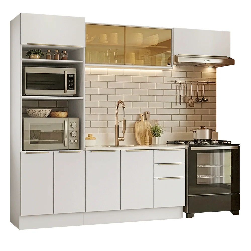 Combo completo de Cocina 270 x 60 cm Blanco/Blanco Aterciopelado Lux Madesa 08 - Image 3