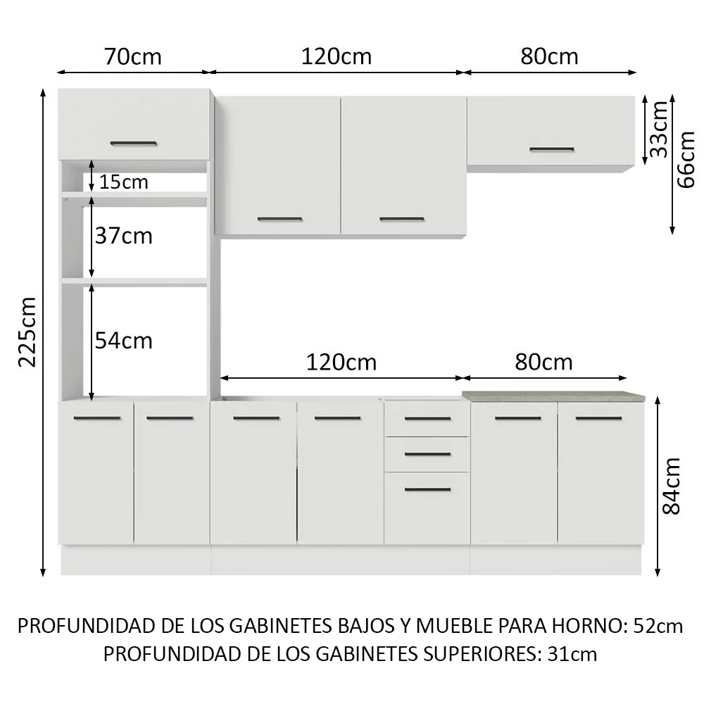 Combo completo de Cocina 270cm Agata Madesa Blanco 01 - Image 2