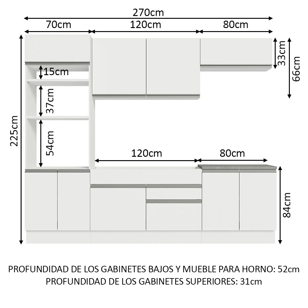 Combo completo de Cocina 270cm Blanco Glamy 13 - Image 2