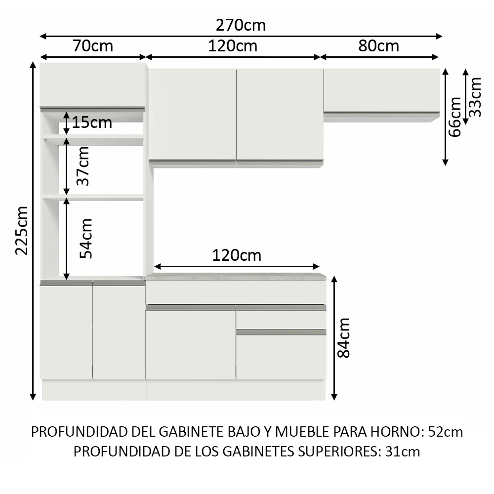 Combo completo de Cocina 270cm Blanco Glamy 14 - Image 2