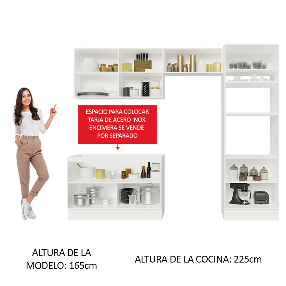 Combo completo de Cocina 270cm Blanco/Negro Lux Madesa 01 - Image 5