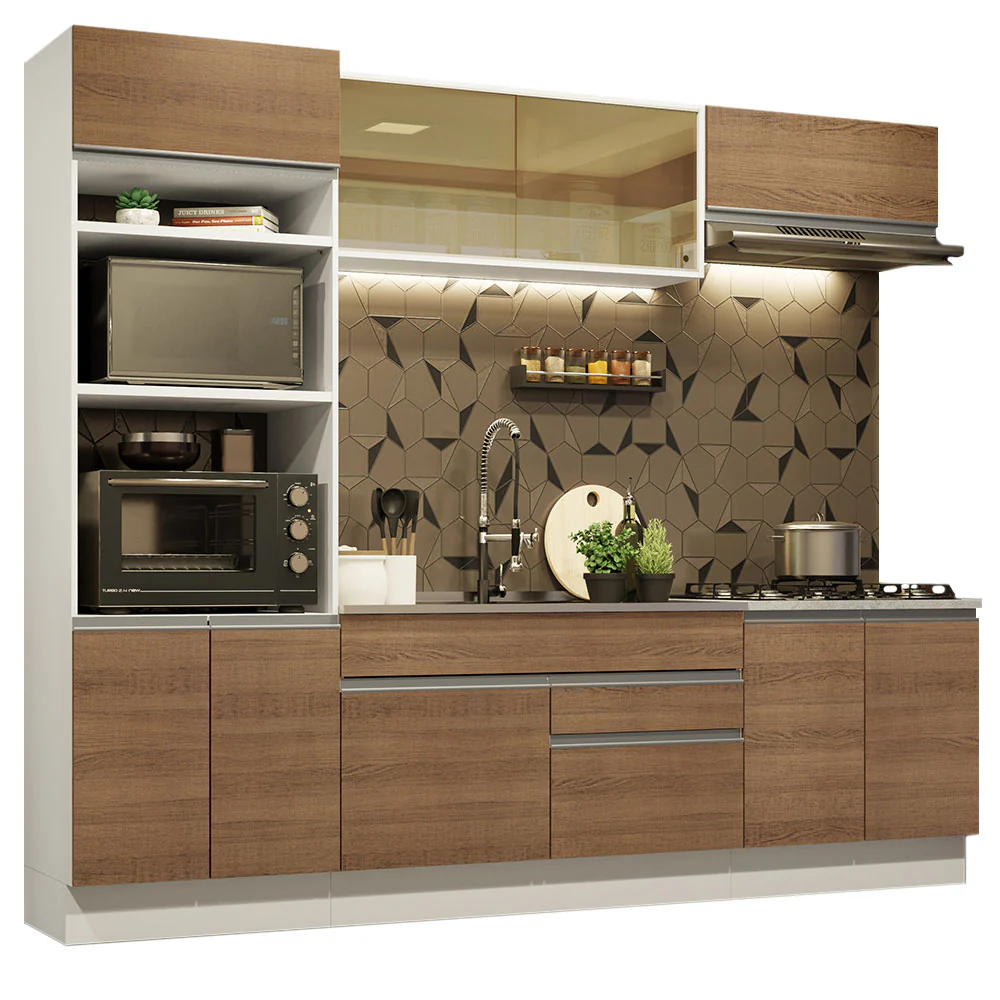 Combo completo de Cocina 270cm Glamy Madesa 10 Blanco/Marrón - Image 3