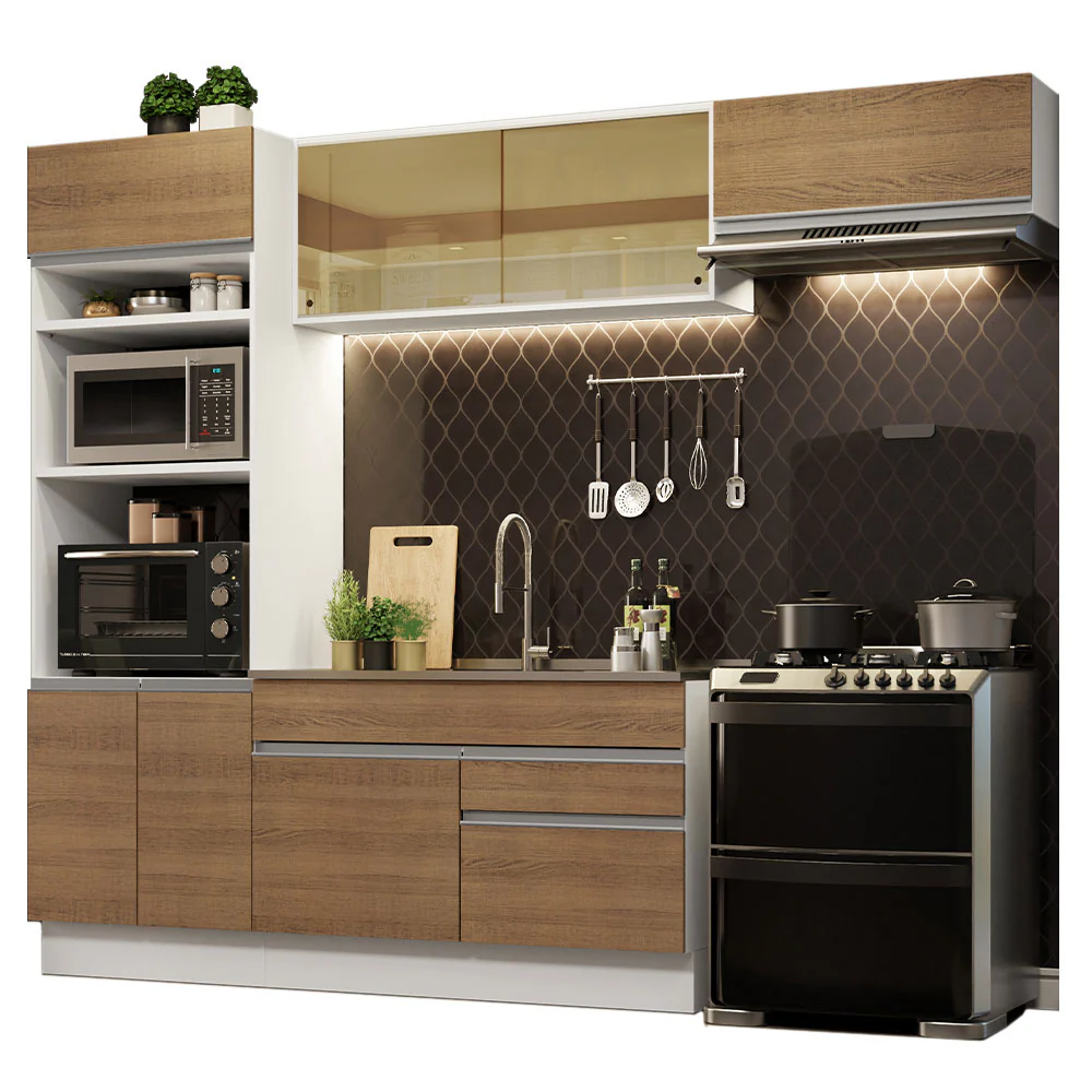 Combo completo de Cocina 270cm Glamy Madesa 11 Blanco/Marrón - Image 3