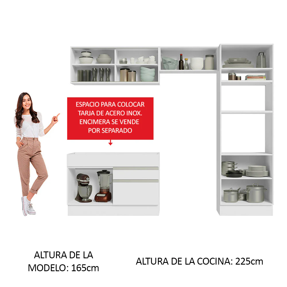 Combo completo de Cocina 270cm Glamy Madesa 12 Blanco - Image 4