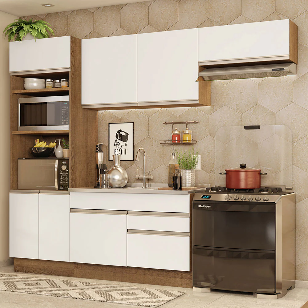 Combo completo de Cocina 270cm Marrón/Blanco Glamy Madesa 15