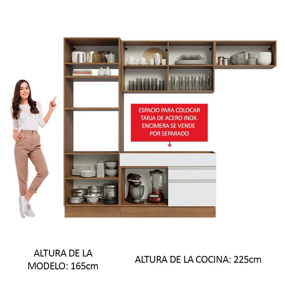 Combo completo de Cocina 270cm Marrón/Blanco Glamy Madesa 15 - Image 4