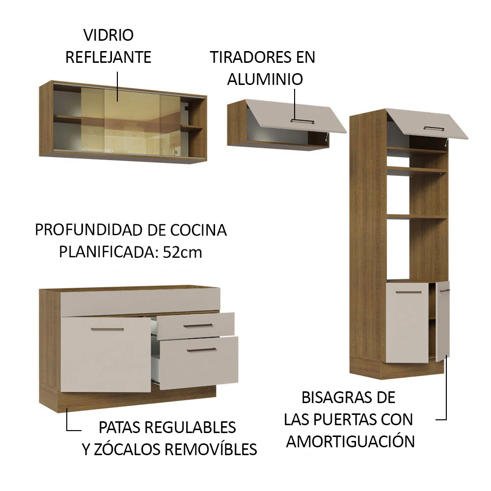 Combo completo de Cocina 270cm Marrón/Crema Agata Madesa 05 - Image 4