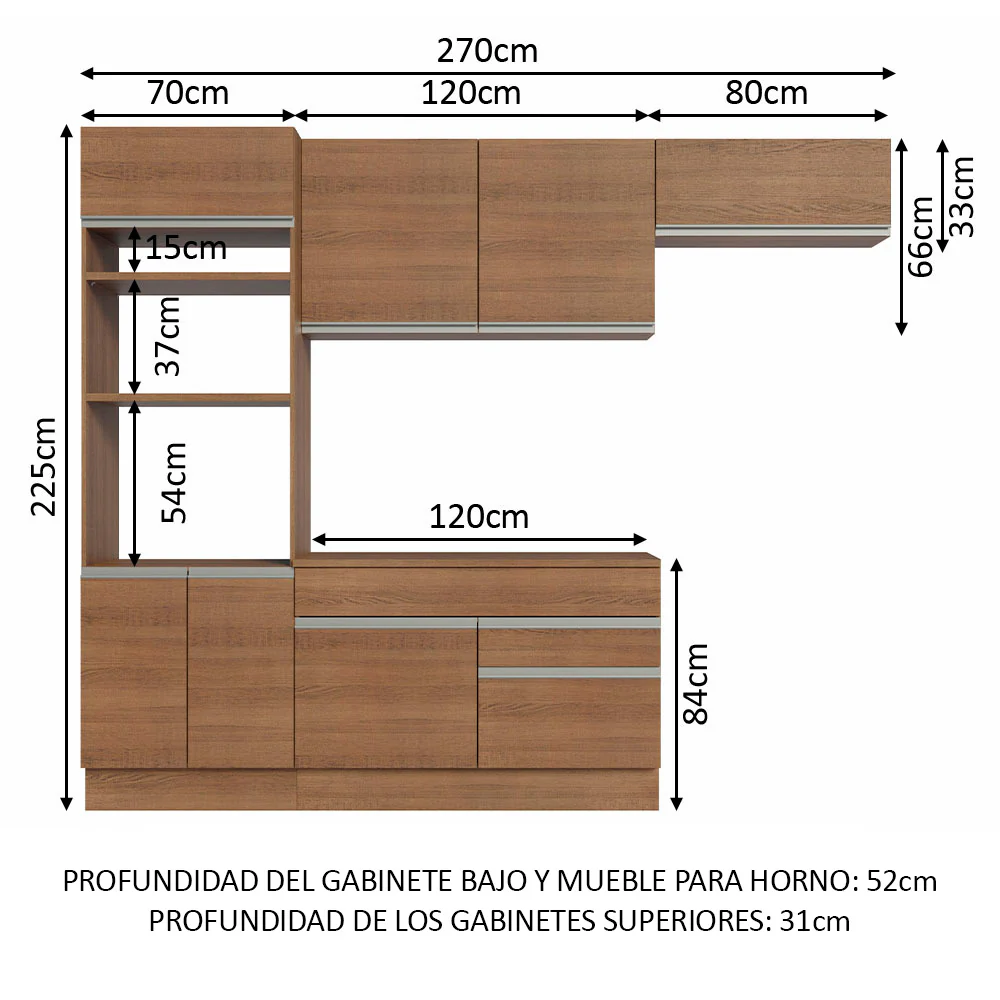 Combo completo de Cocina 270cm Marrón Glamy Madesa 14 - Image 2
