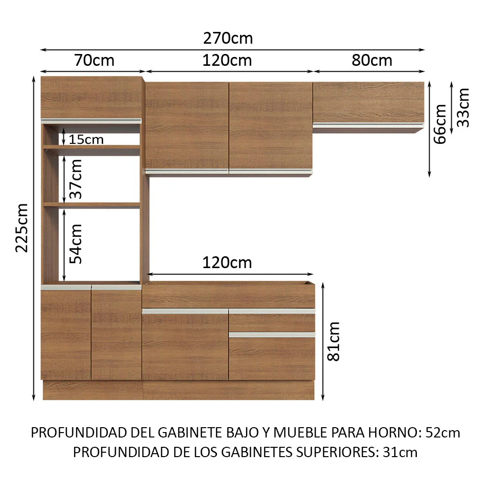 Combo completo de Cocina 270cm Marrón Glamy Madesa 15 - Image 2