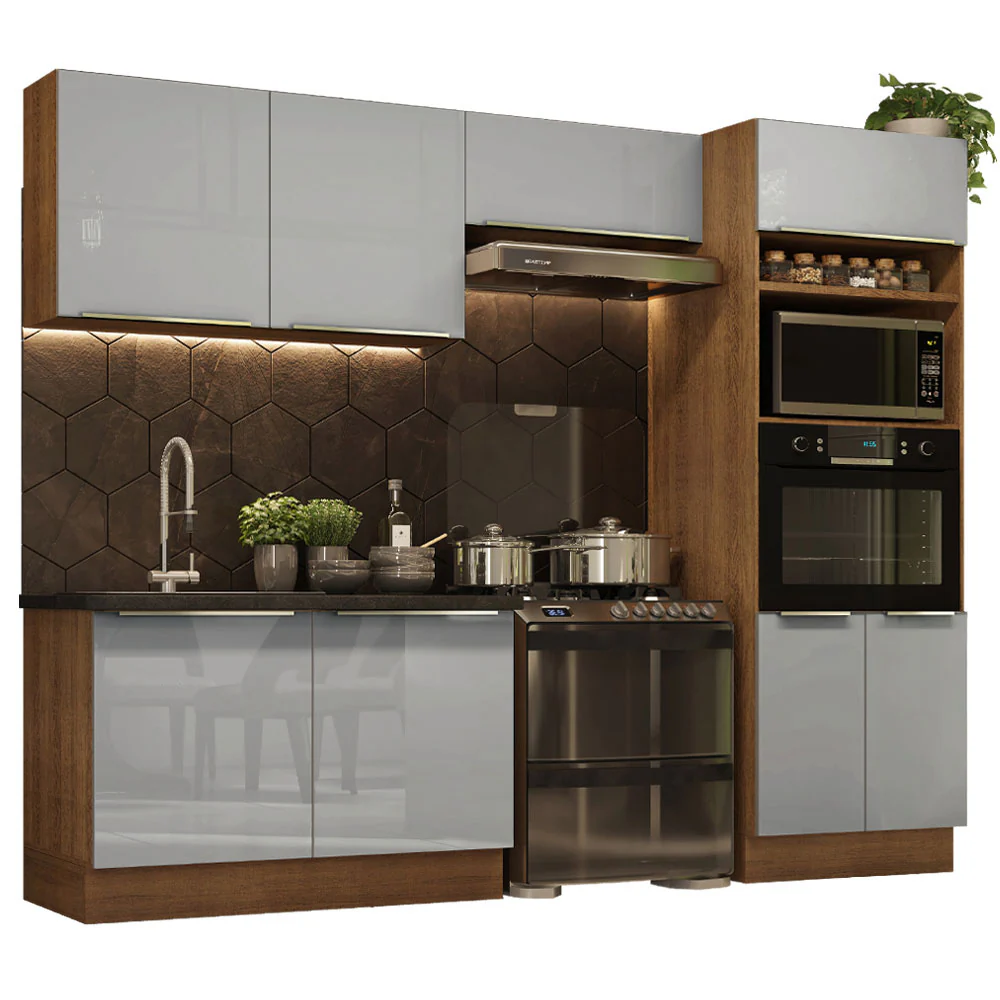Combo completo de Cocina 270cm Marrón/Gris Lux Madesa 01 - Image 2