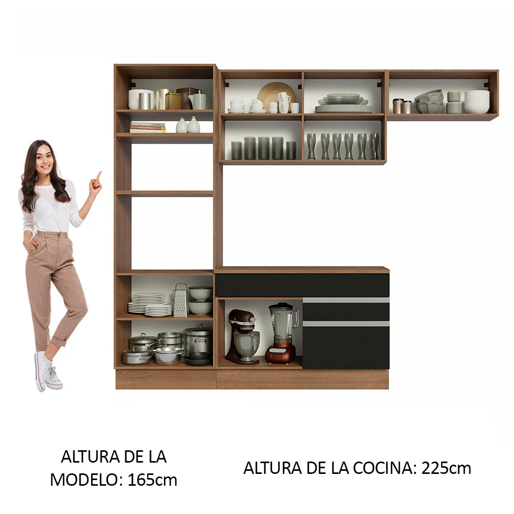 Combo completo de Cocina 270cm Marrón/Negro Glamy Madesa 14 - Image 4