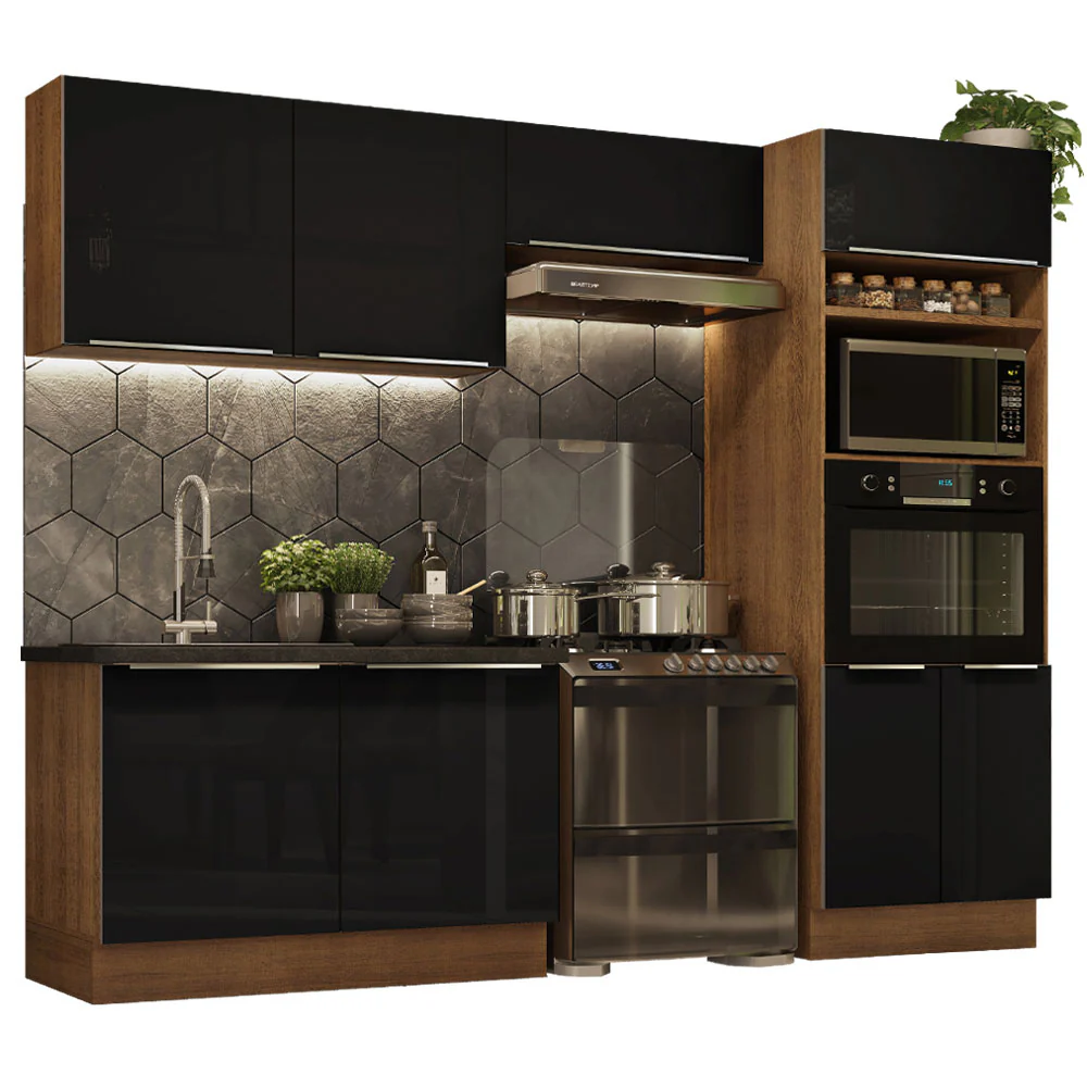 Combo completo de Cocina 270cm Marrón/Negro Lux Madesa 01 - Image 2