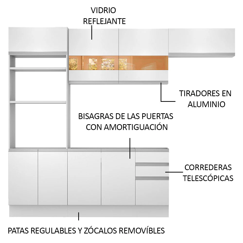 Combo completo de Cocina 270cm Marselha Madesa 01 - Blanco - Image 4
