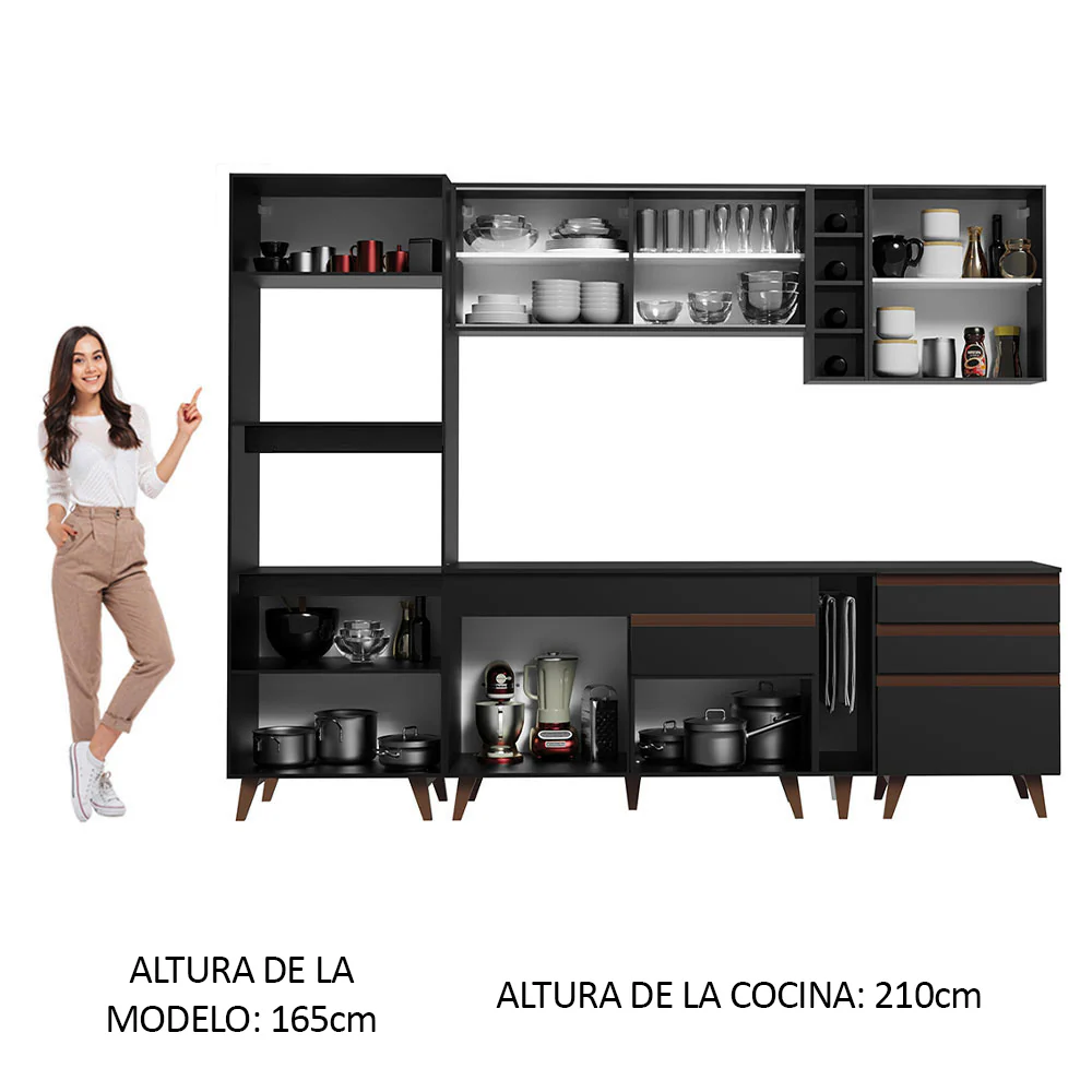 Combo completo de Cocina 270cm Negro Reims Madesa 01 - Image 5