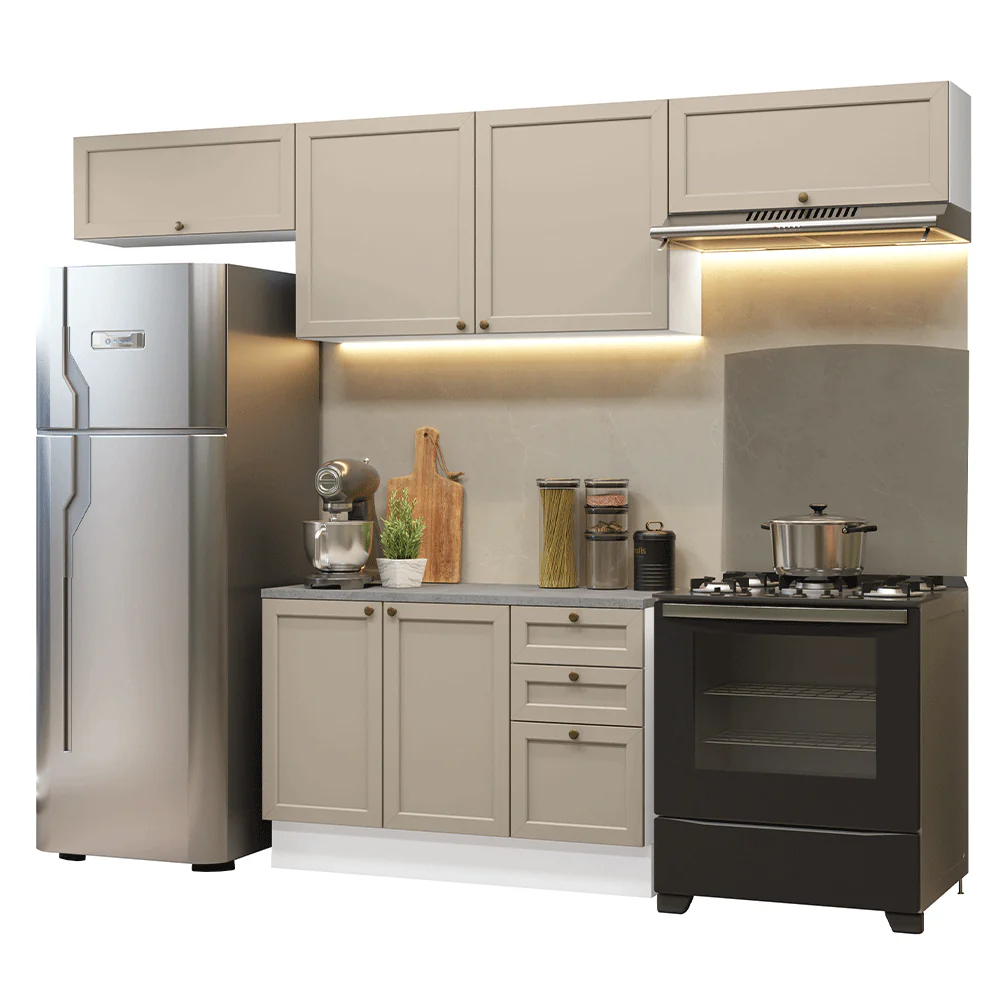 Combo completo de Cocina 280 cm Blanco/Crema Vik Madesa 01 - Image 3