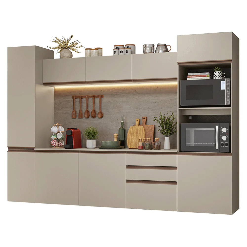 Combo completo de Cocina, 280 cm, flotante, Crema Nice 06 - Image 3