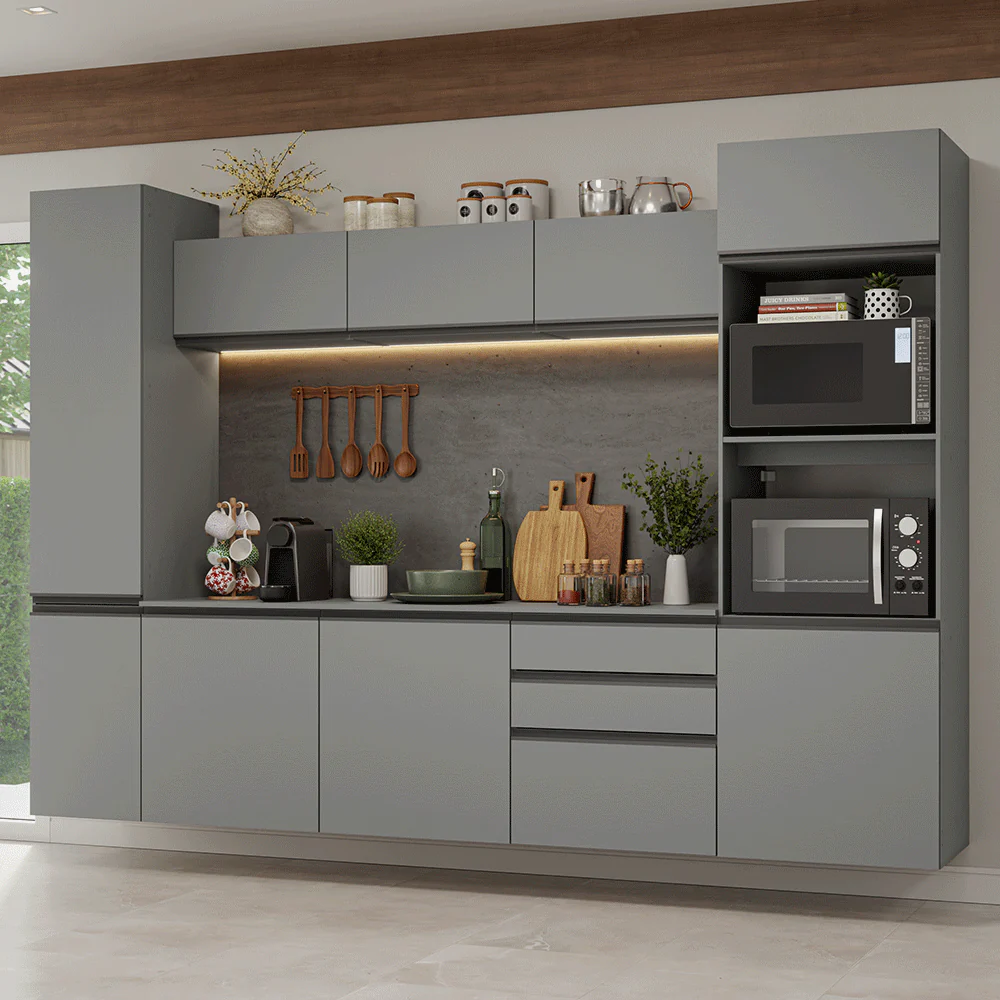 Combo completo de Cocina 280 cm, Flotante Gris Nice 06