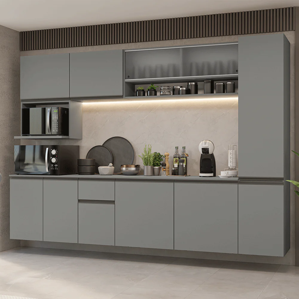 Combo completo de Cocina 280 cm Flotante Gris Nice Madesa 04