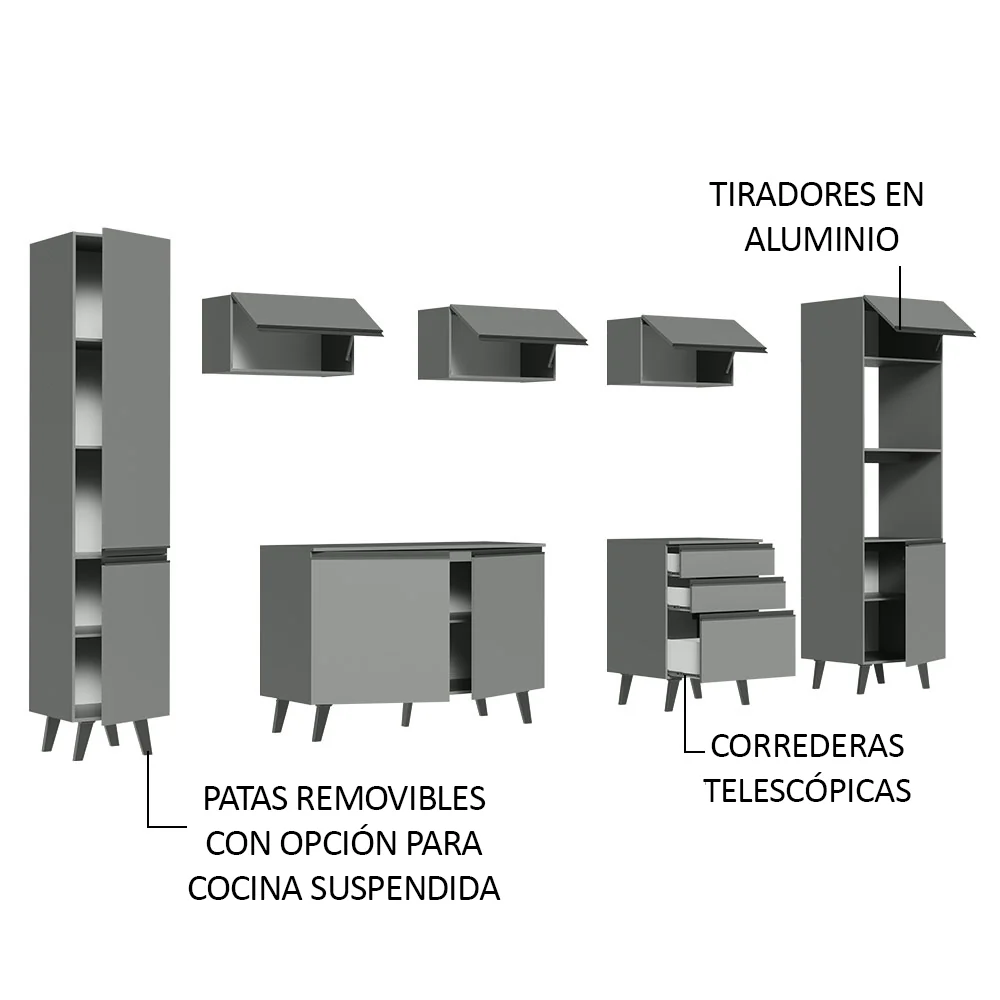 Combo Completo de Cocina 280 cm Gris Nice Madesa 01 - Image 4