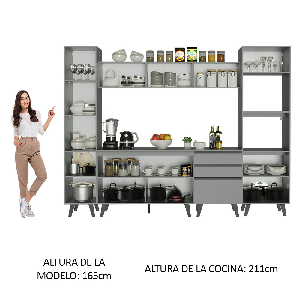 Combo Completo de Cocina 280 cm Gris Nice Madesa 01 - Image 5