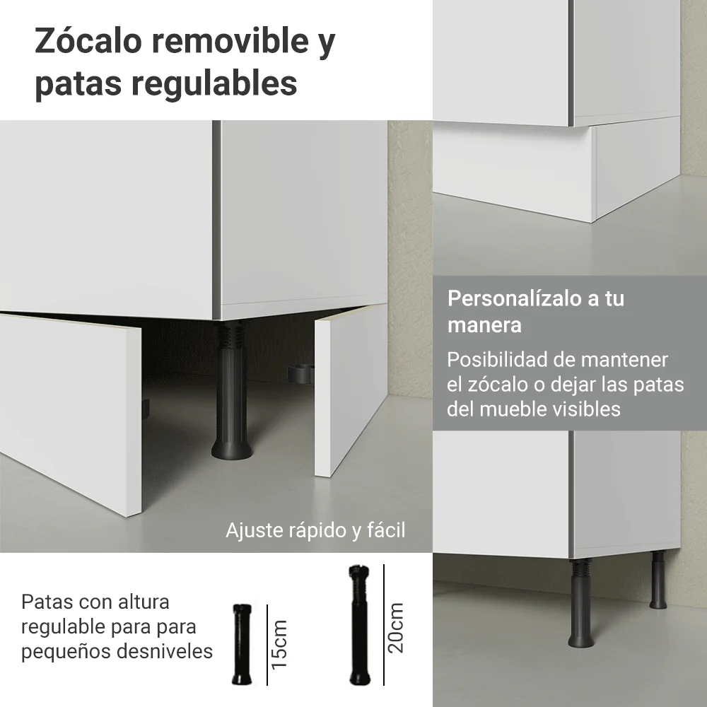 Combo completo de Cocina 280 x 60 cm Blanco/Blanco Aterciopelado Lux Madesa 02 - Image 9