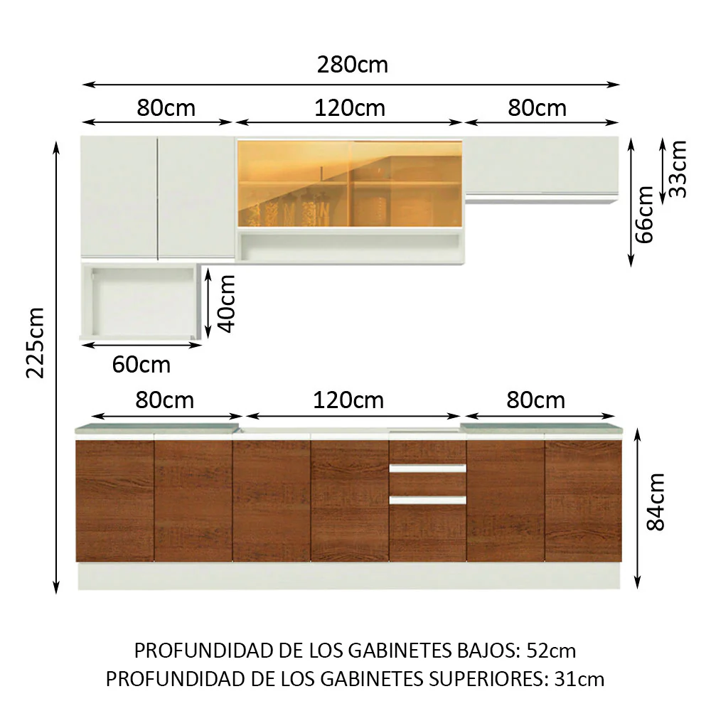 Combo completo de Cocina 280cm Genova Madesa 04 - Blanco - Image 2