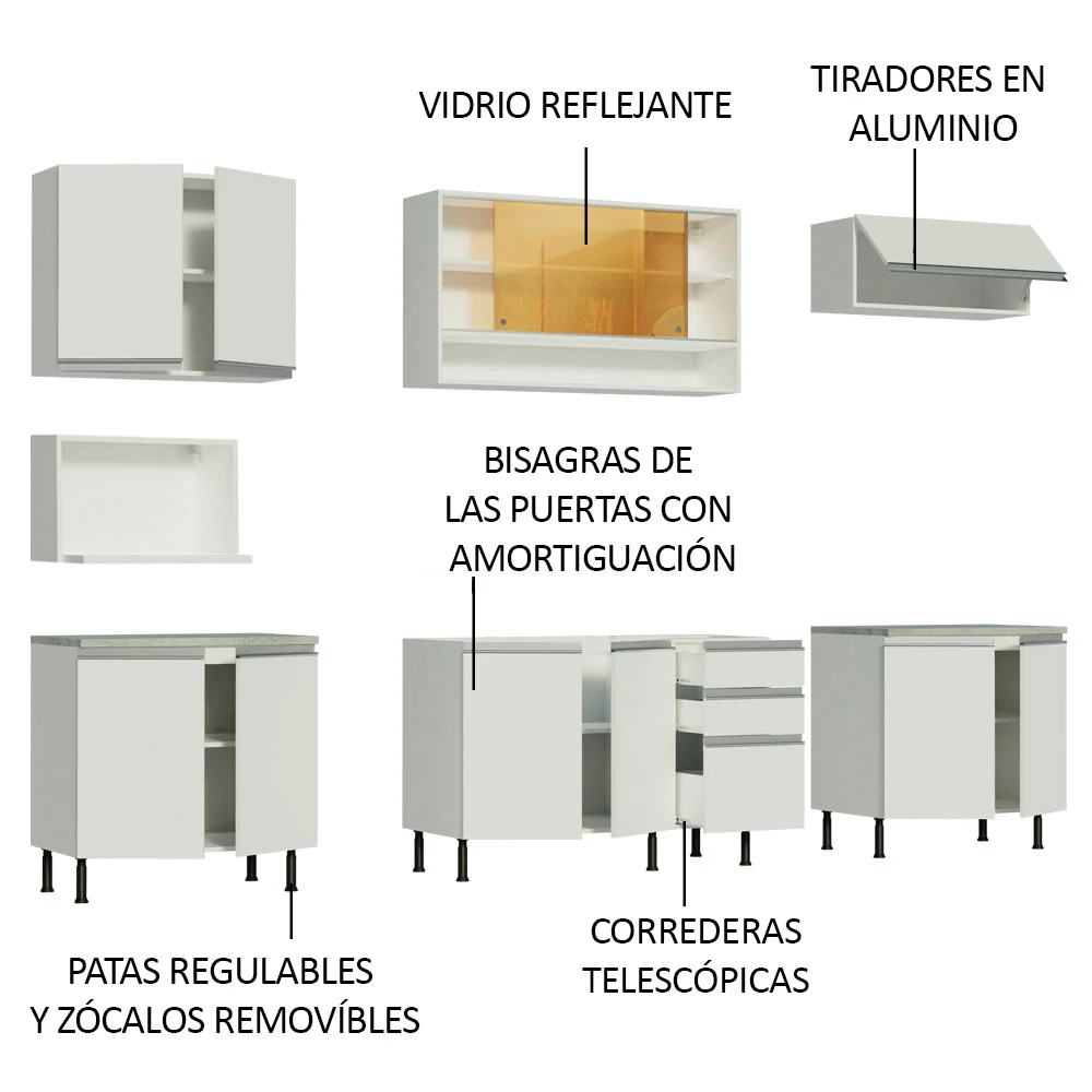 Combo completo de Cocina 280cm Genova Madesa 04SR - Blanco - Image 4