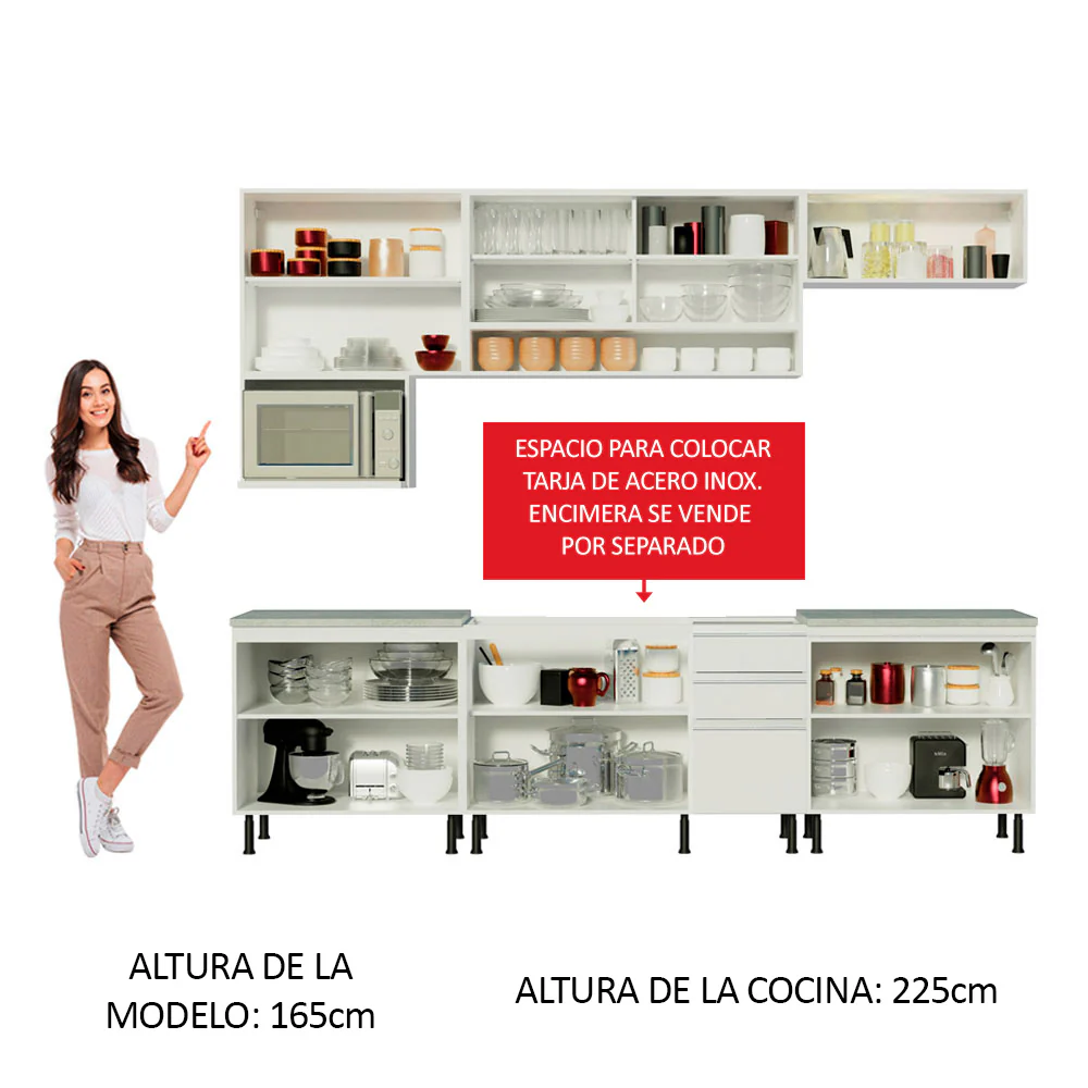 Combo completo de Cocina 280cm Genova Madesa 04SR - Blanco - Image 6
