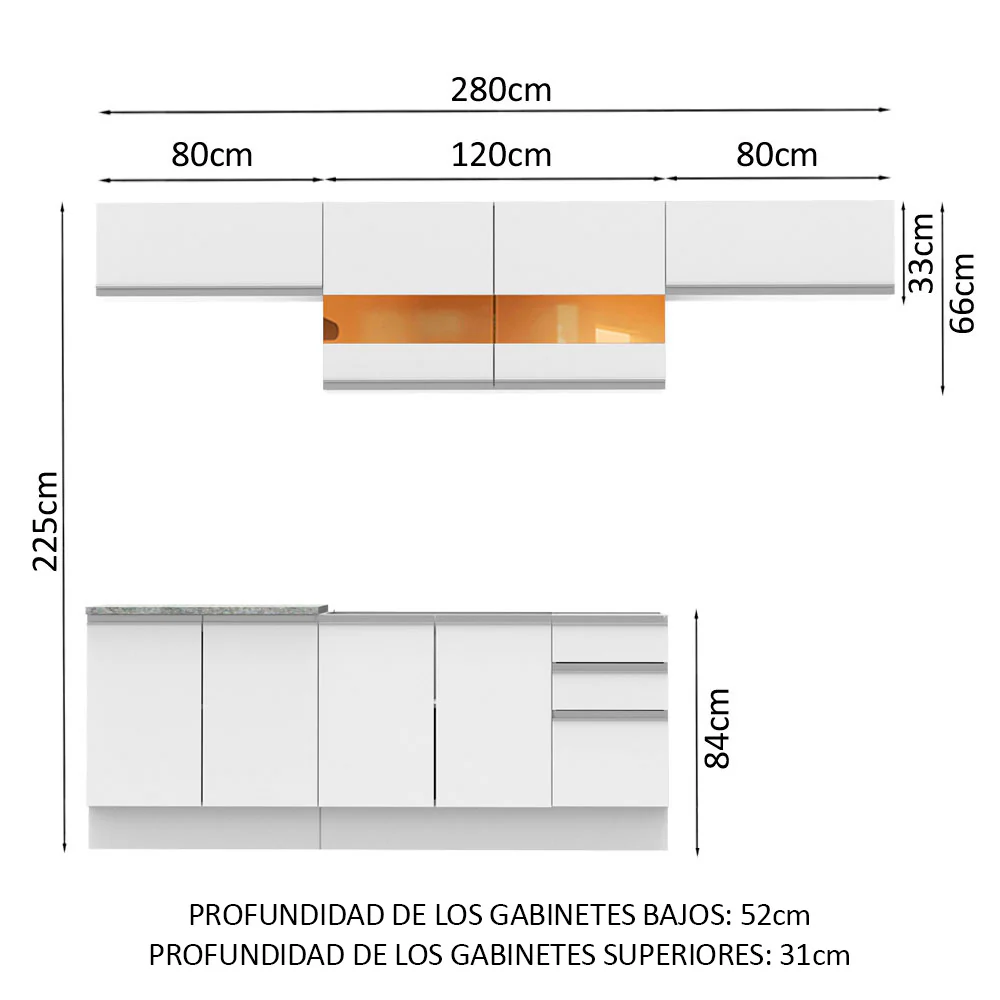 Combo completo de Cocina 280cm Mariana Madesa 02 - Blanco - Image 2