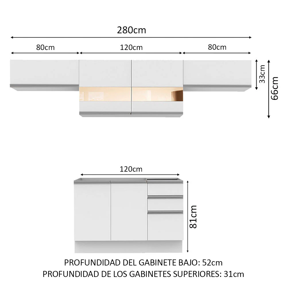 Combo completo de Cocina 280cm Marina Madesa 01 - Blanco - Image 2