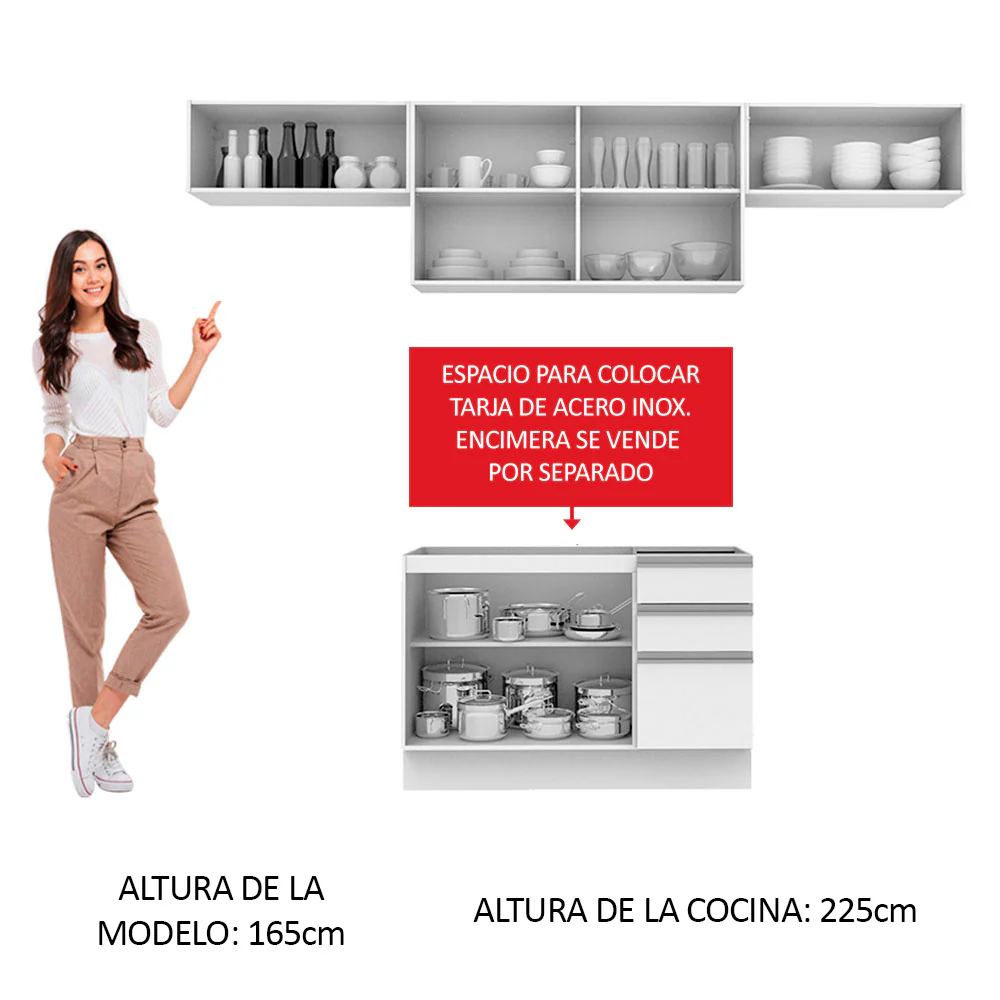 Combo completo de Cocina 280cm Marina Madesa 01 - Blanco - Image 6