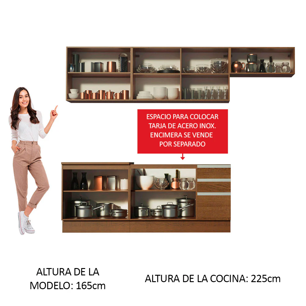 Combo completo de Cocina 280cm Marrón/Blanco Marcela Madesa 03 - Image 4