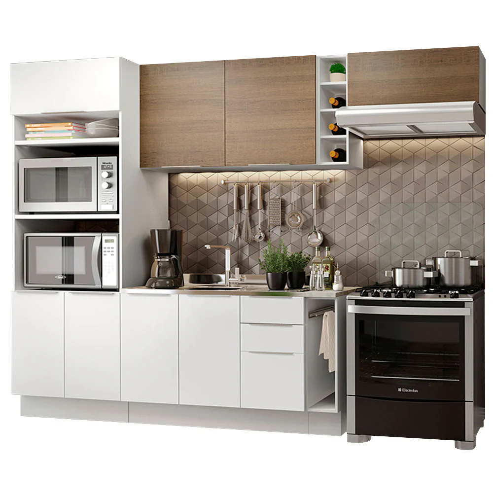 Combo Completo de Cocina 290cm Blanco/Blanco/Marrón Stella Madesa 02 - Image 3