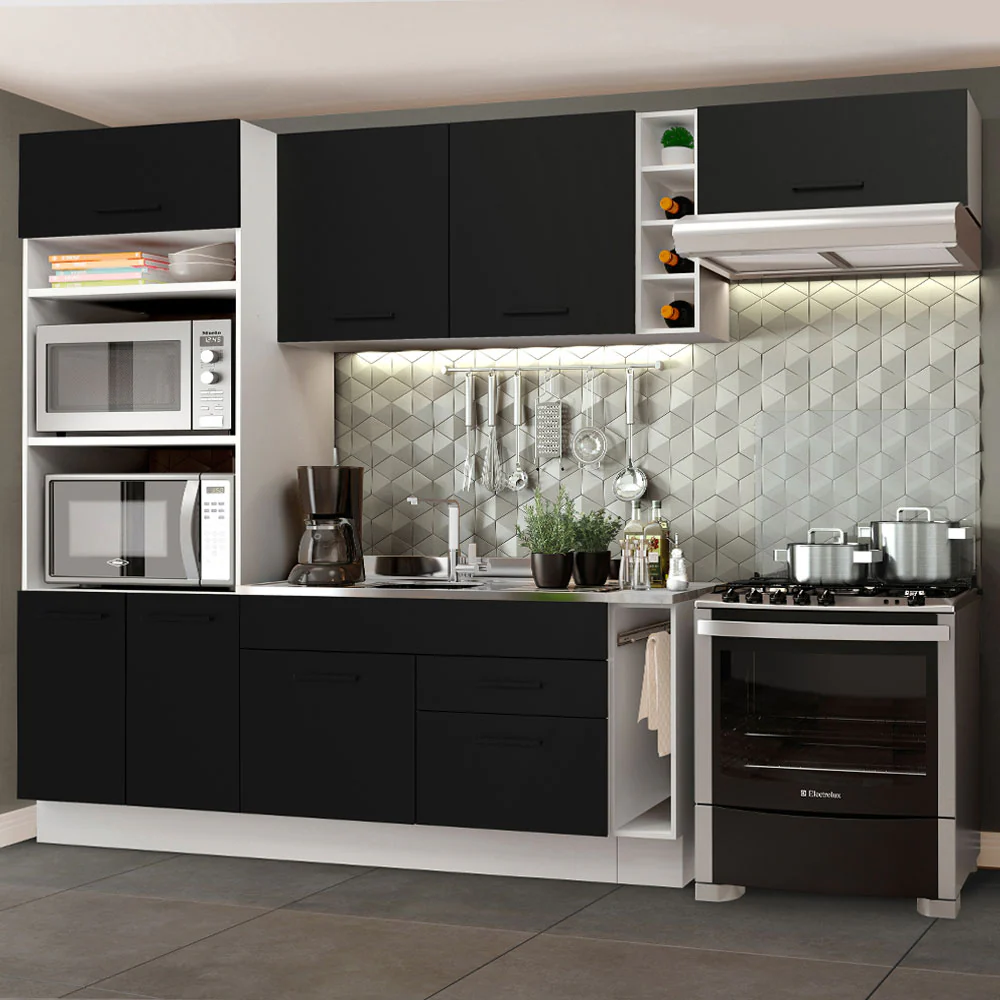 Combo completo de cocina 290cm Blanco/Negro Agata Madesa 02