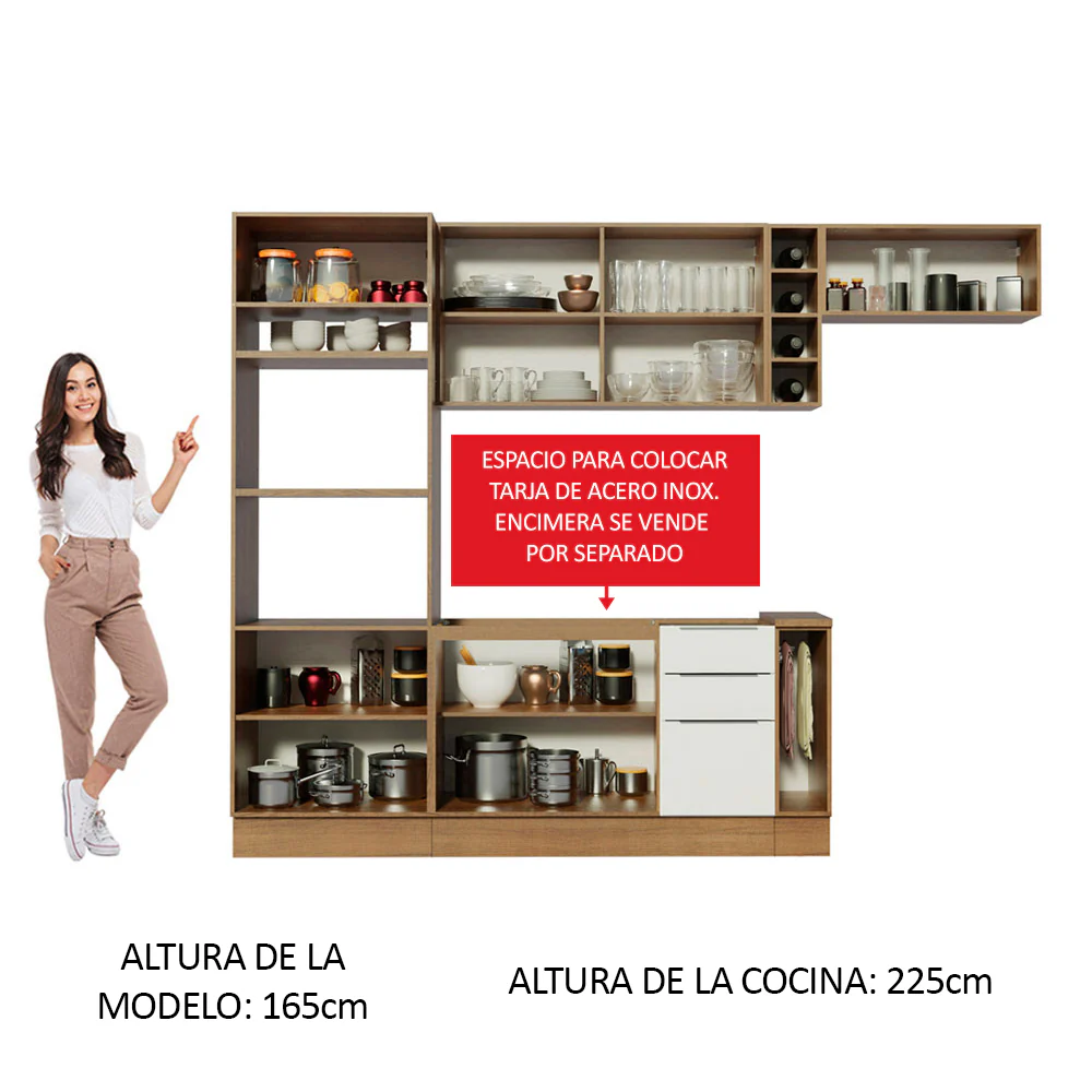 Combo Completo de Cocina 290cm Marrón/Blanco/Marrón Stella Madesa 02 - Image 5