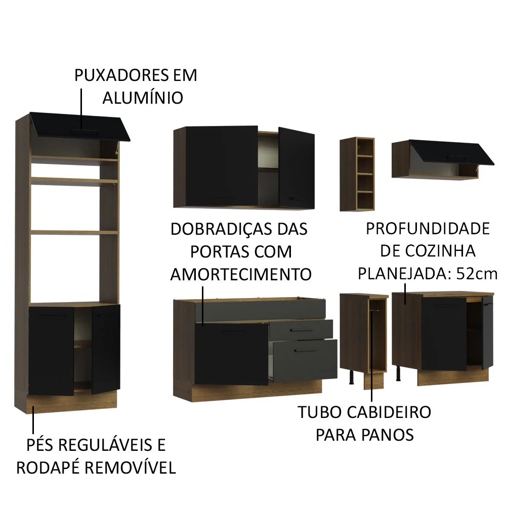 Combo completo de Cocina 290cm Marrón/Negro Agata Madesa 01 - Image 4