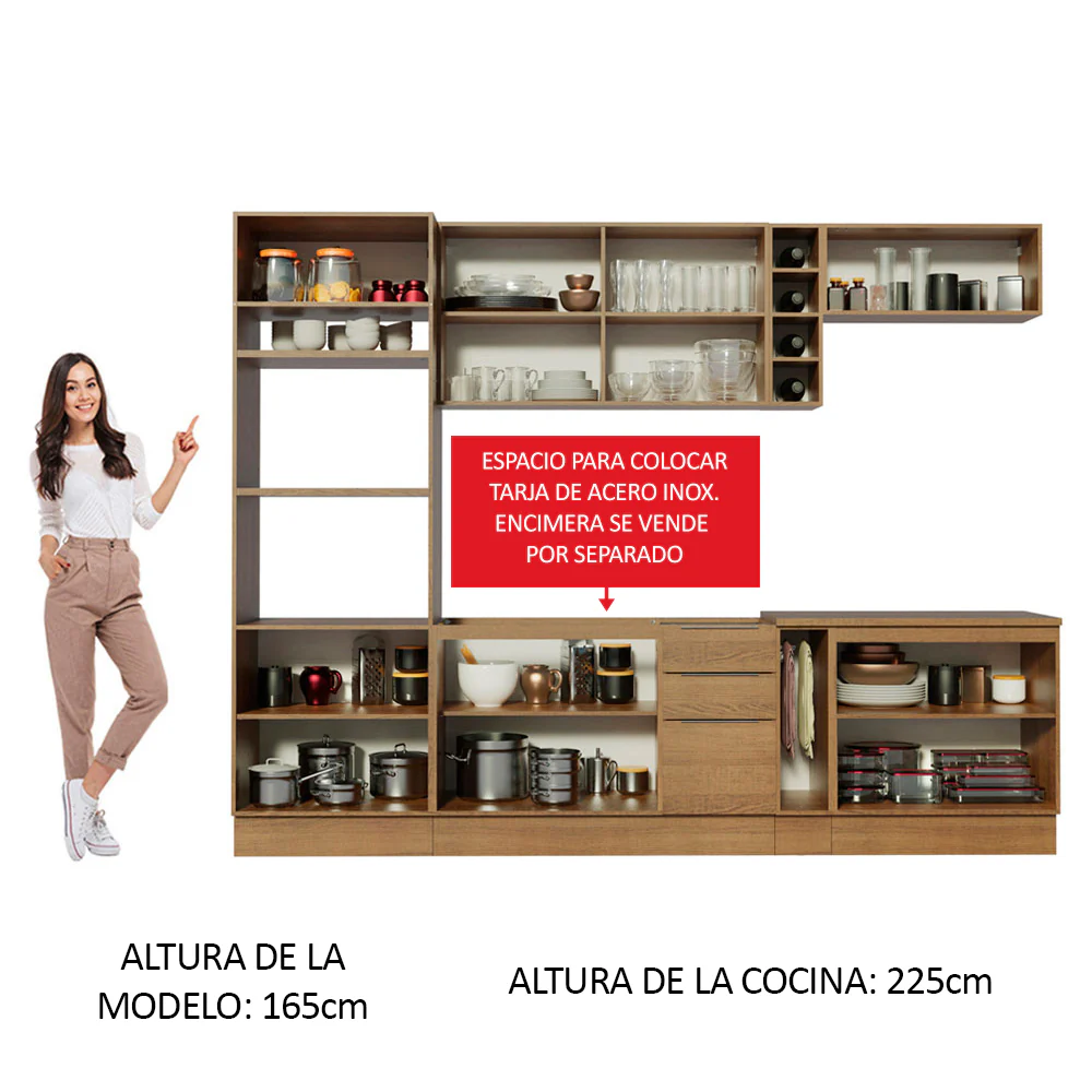 Combo Completo de Cocina 290cm Marrón Stella Madesa 01 - Image 5