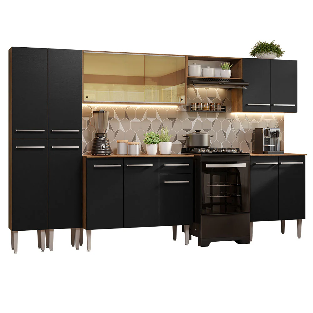 Combo completo de Cocina 293 cm Marrón/Negro Emilly Madesa 05 - Image 3