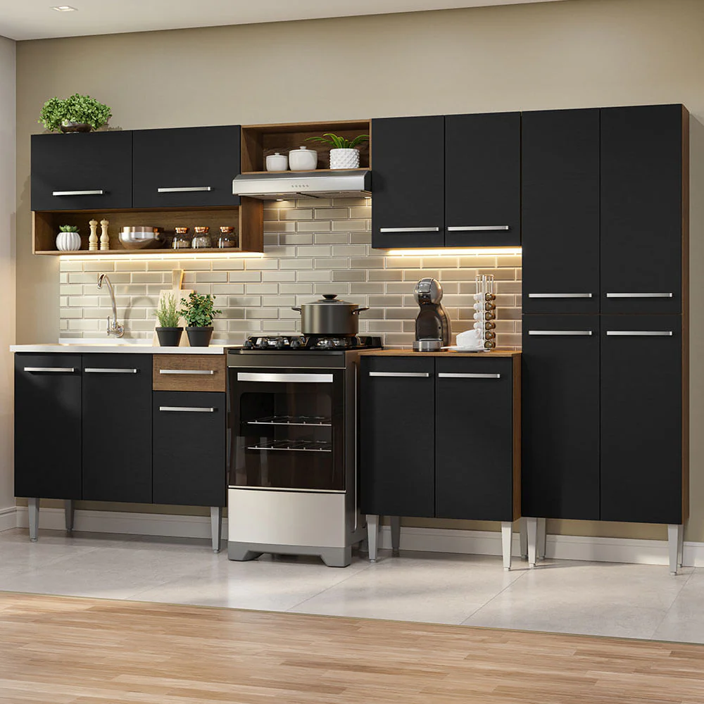Combo completo de Cocina 293cm Con Bacha de acero inoxidable Emilly Madesa 09