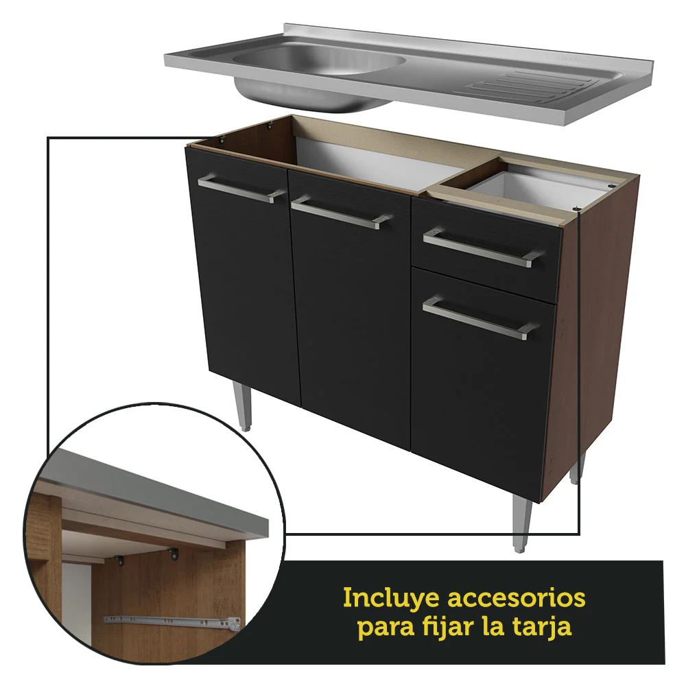 Combo completo de Cocina 293cm Con Bacha Emilly Madesa 07 - Image 5