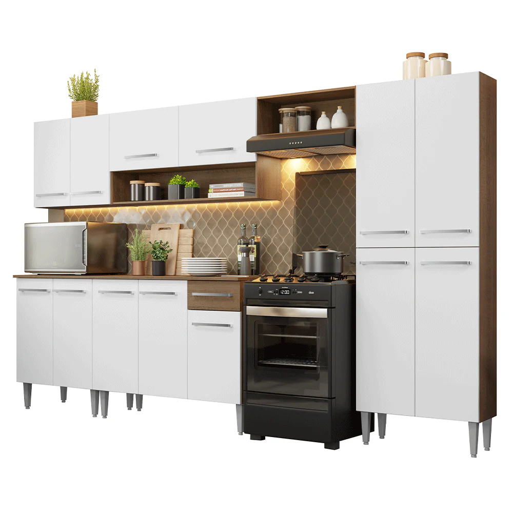 Combo completo de Cocina 293cm Marrón/Blanco Emilly Madesa 01 - Image 3
